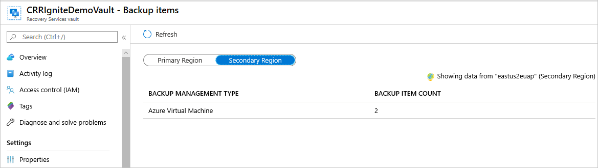 Select Secondary Region