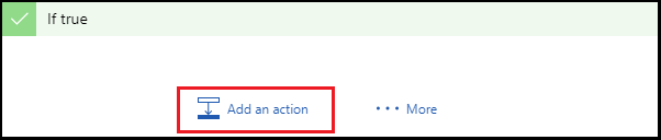 Screenshot showing Add an action.