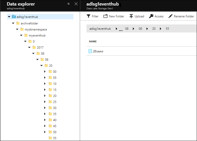 Sample EventHub data in Data Lake Storage Gen1 Sample EventHub data in Data Lake Storage Gen1