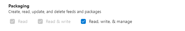Screenshot showing how to select packaging permissions.