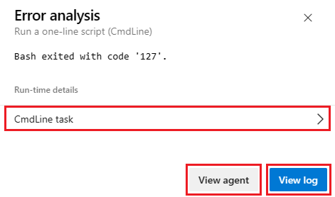 Screenshot of error analysis page in Azure DevOps portal.