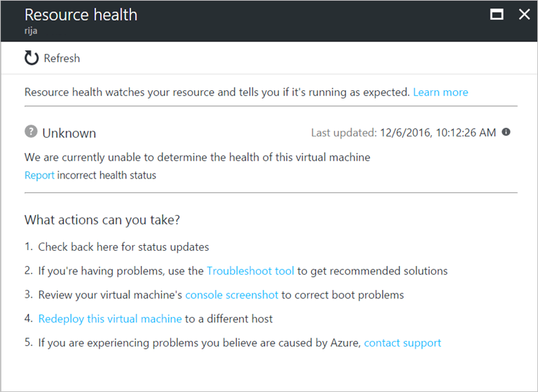 Status of Unknown for a virtual machine