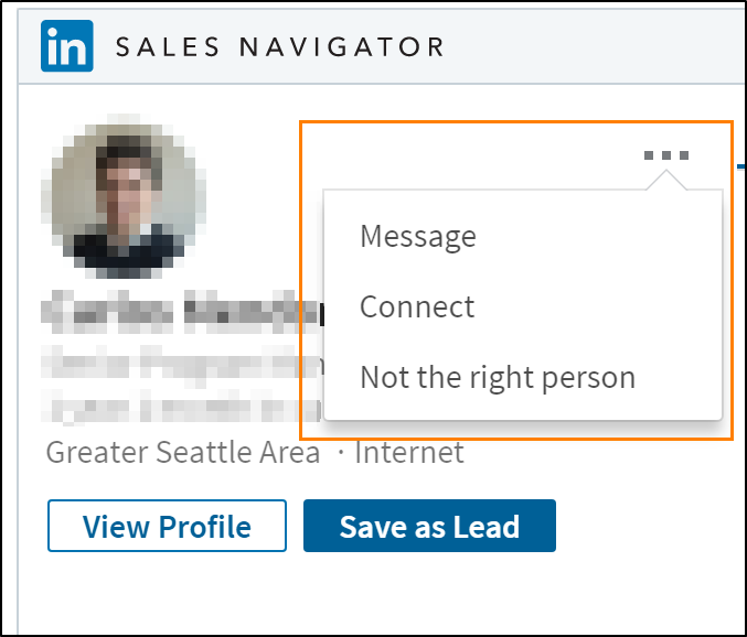 Papildu opcijas ar Sales Navigator vadīklu.