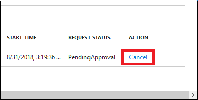 Screenshot of my request list with Cancel action highlighted.