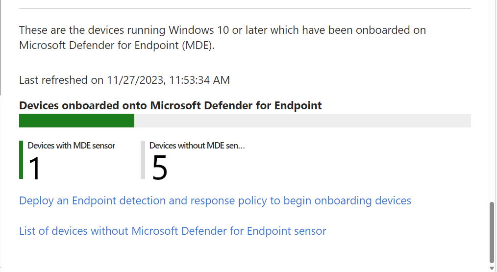 Sample view of the onboarded device report.