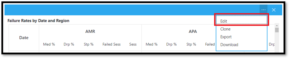 Screenshot of editing a drill-down field.