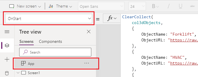 Programmas rekvizīts OnStart ar atjauninātu formulas informāciju, kā norādīts iepriekš minētajā koda paraugā.