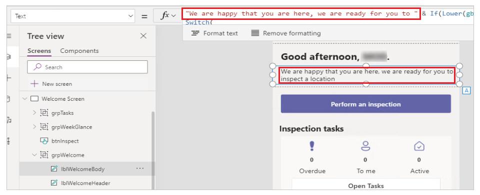 Atjaunināt sveiciena tekstu formulā.