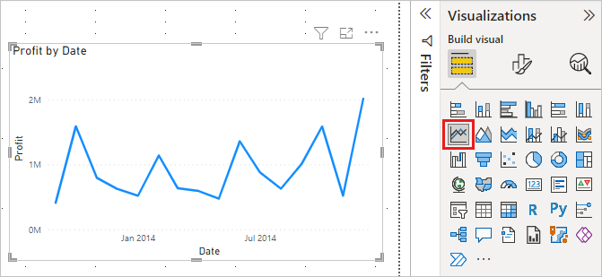 Screentshot of changing column to bar chart.