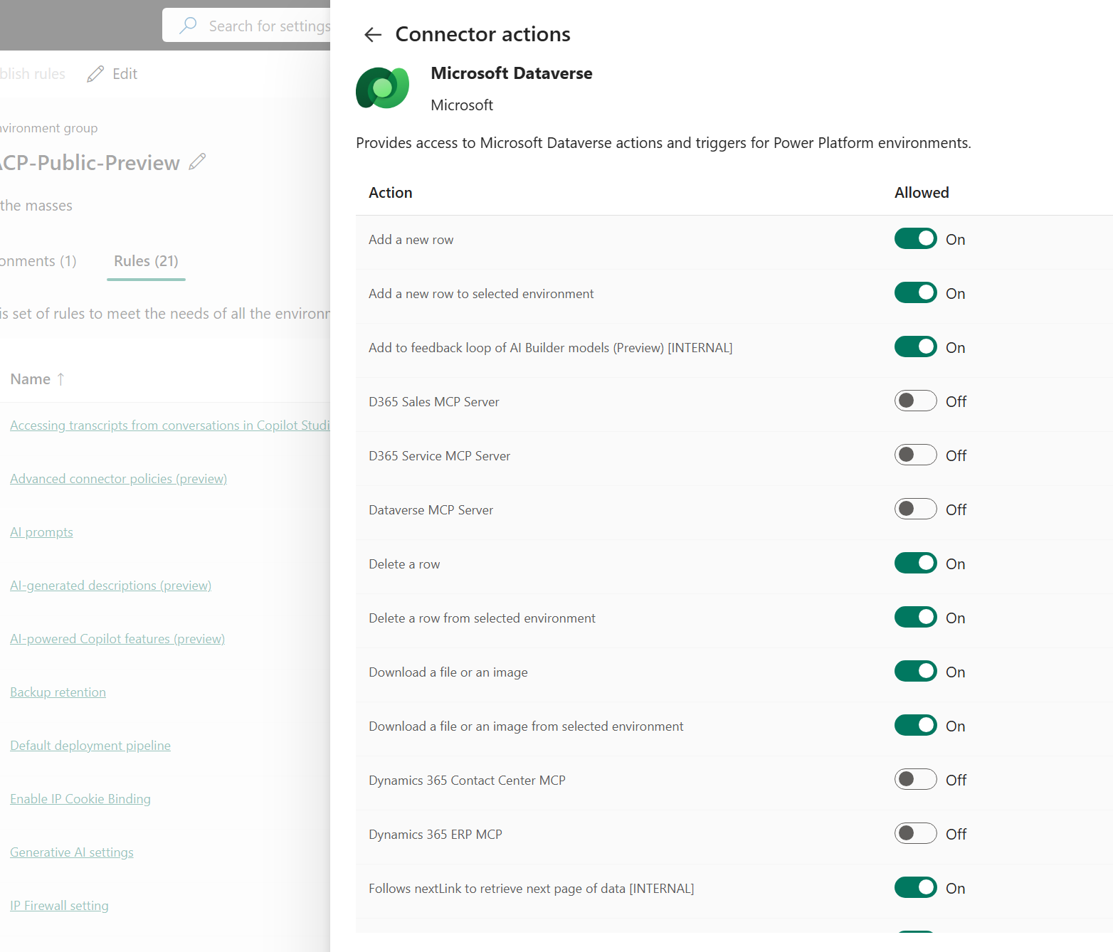 Bloķēt MCP serveri papildu savienotāju politikās.