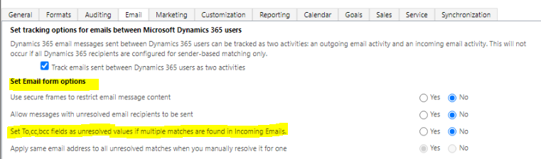 Iestatiet e-pasta veidlapas opcijas.