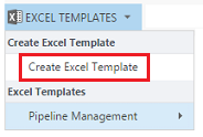 Izvēlnes opcija Izveidot Excel veidni.