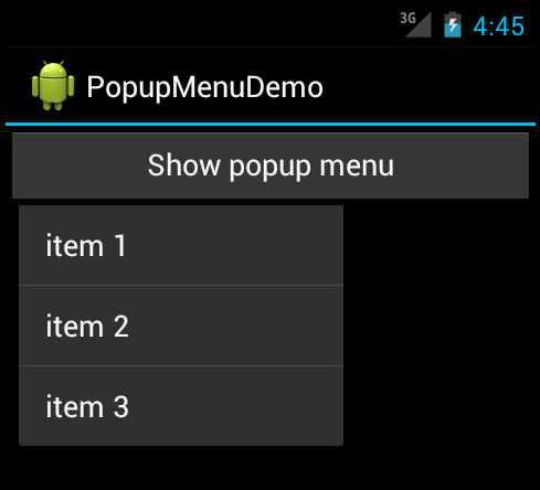 Example PopUp Menu