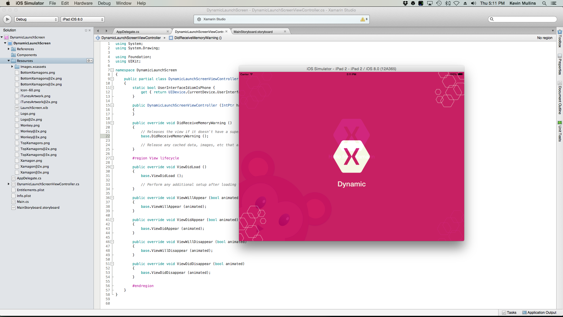 The Dynamic Launch Screen displayed in the horizontal orientation