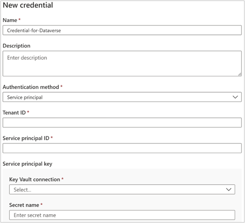 Screenshot that shows a sample for creating a credential in Microsoft Purview.