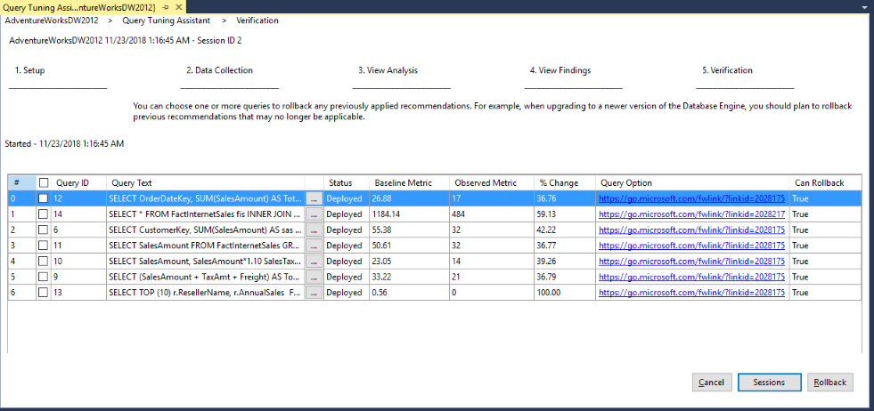 QTA Step 5 - Rollback