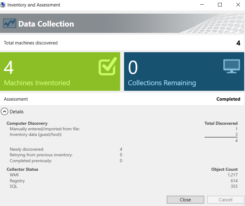 Screenshot of MAP Inventory and Assessment Wizard Summary Report.