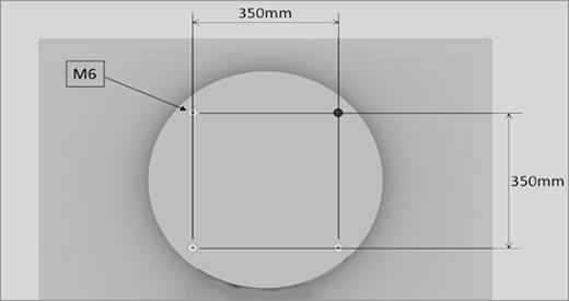 Figure 5. 50" models of Surface Hub 2S or Surface Hub 3 mounting configuration.