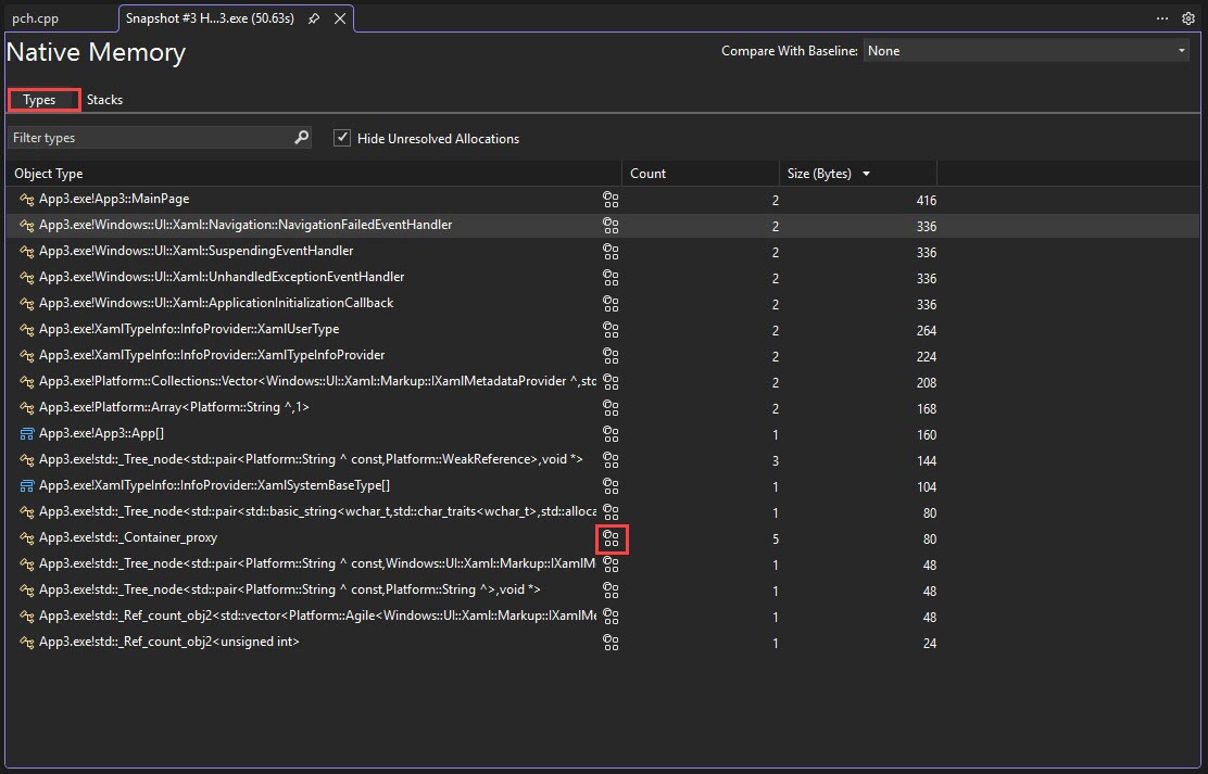 Screenshot of Native Type View.