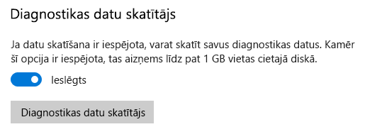 Datu skatīšanas ieslēgtā atrašanās vieta.