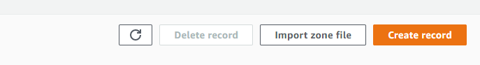 Screenshot of where you select Create record to add a domain verification TXT record.