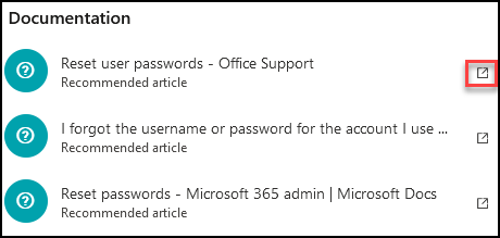 Screenshot: Search showing documentation results in the admin center