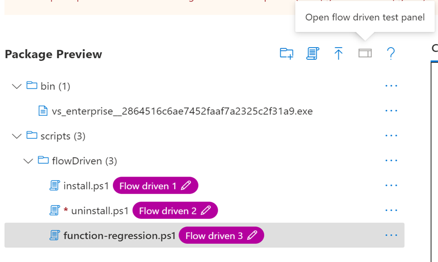 Screenshot shows package scripts open flow driven.
