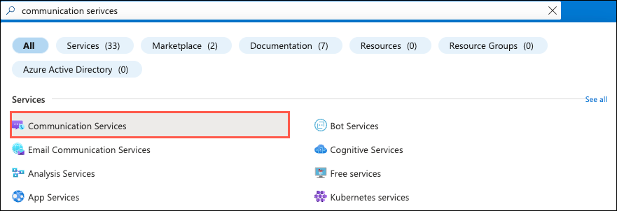 ACS in the Azure portal