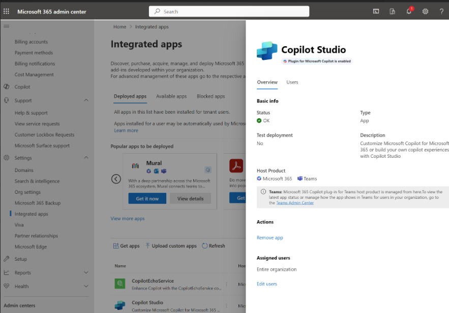 Deploying the Copilot Studio app