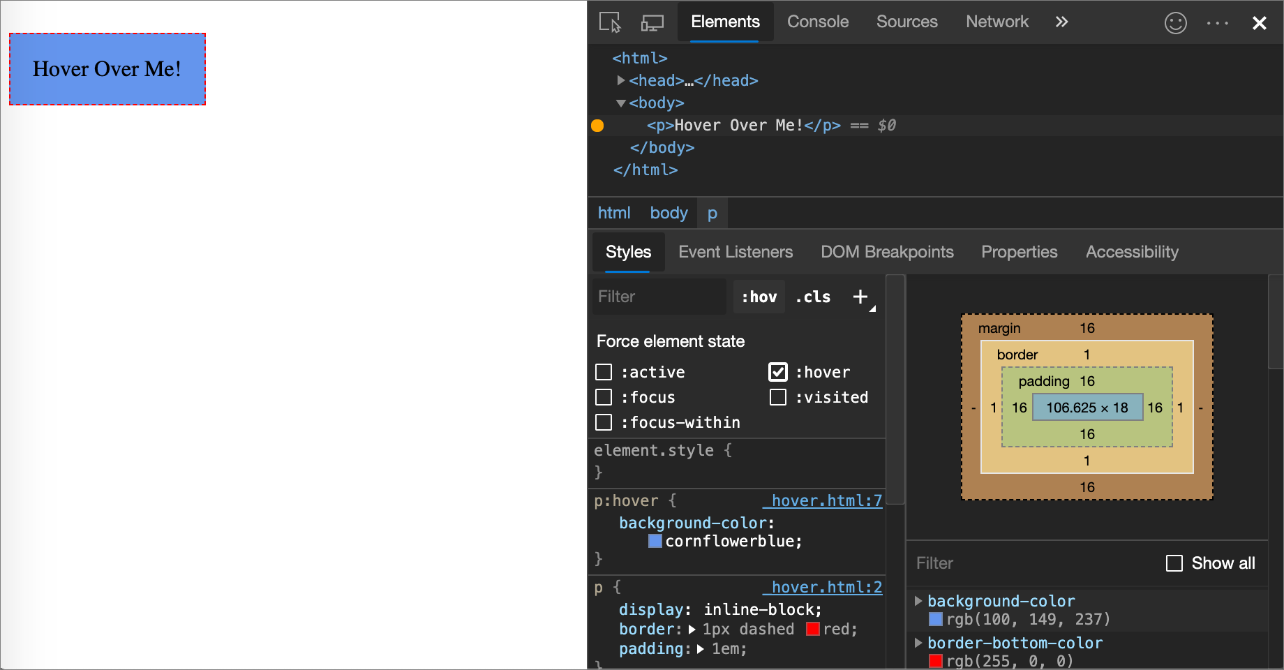 Selecting the :hover pseudo-class