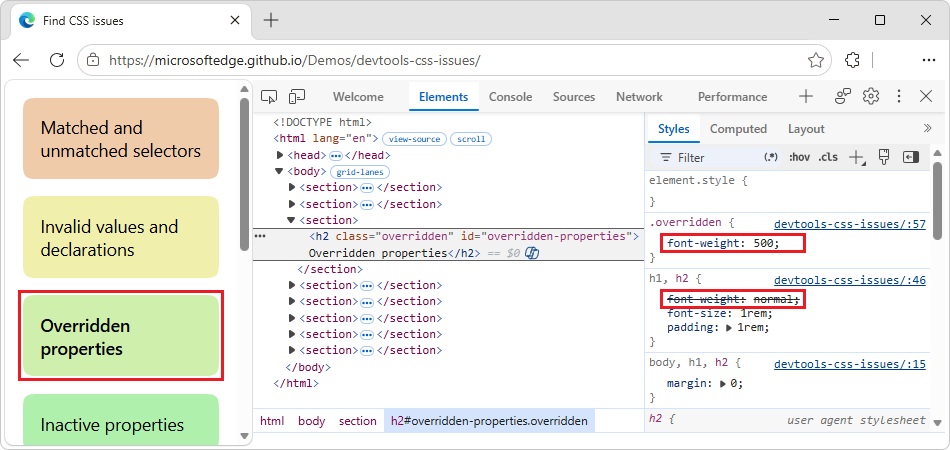 Overridden CSS