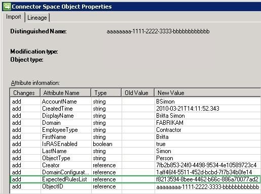 Connector space object properties
