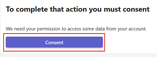 Screenshot shows how to give consent.