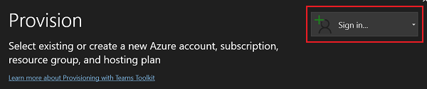 Screenshot shows the sign in to Azure account.
