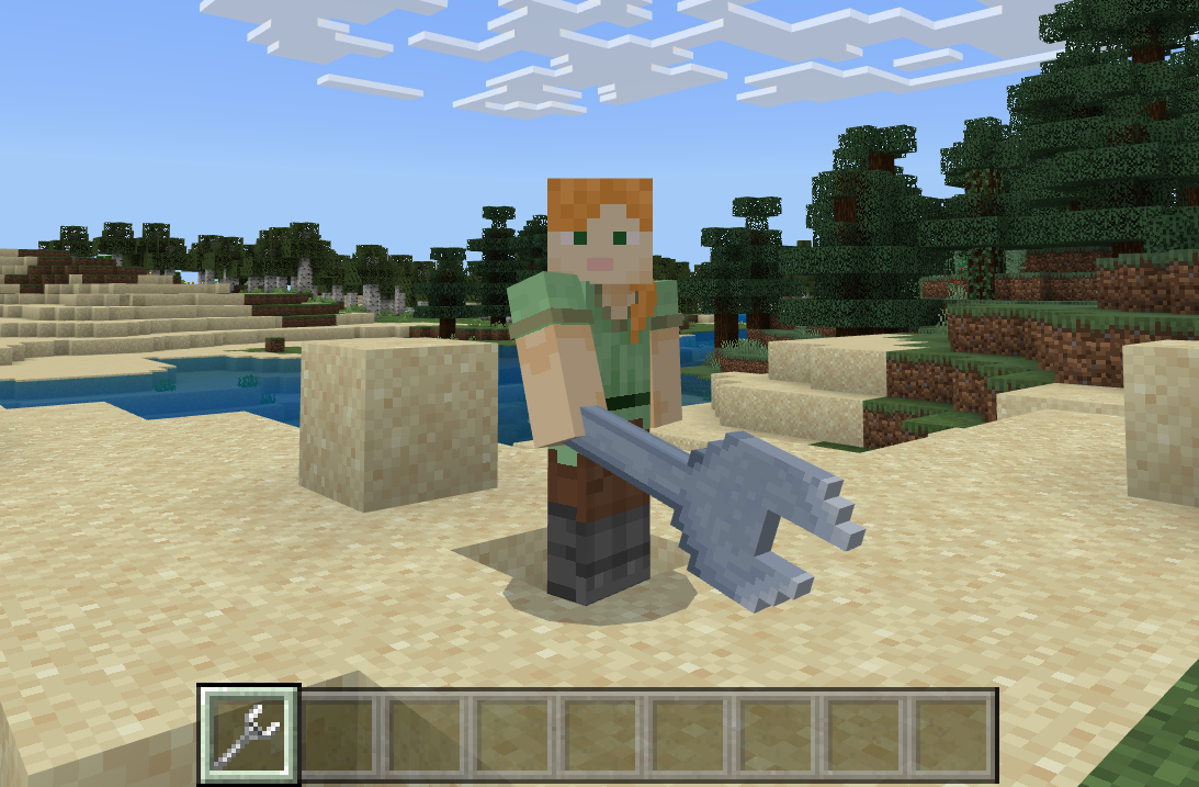 Image of Minecraft character Alex holding a custom wrench item