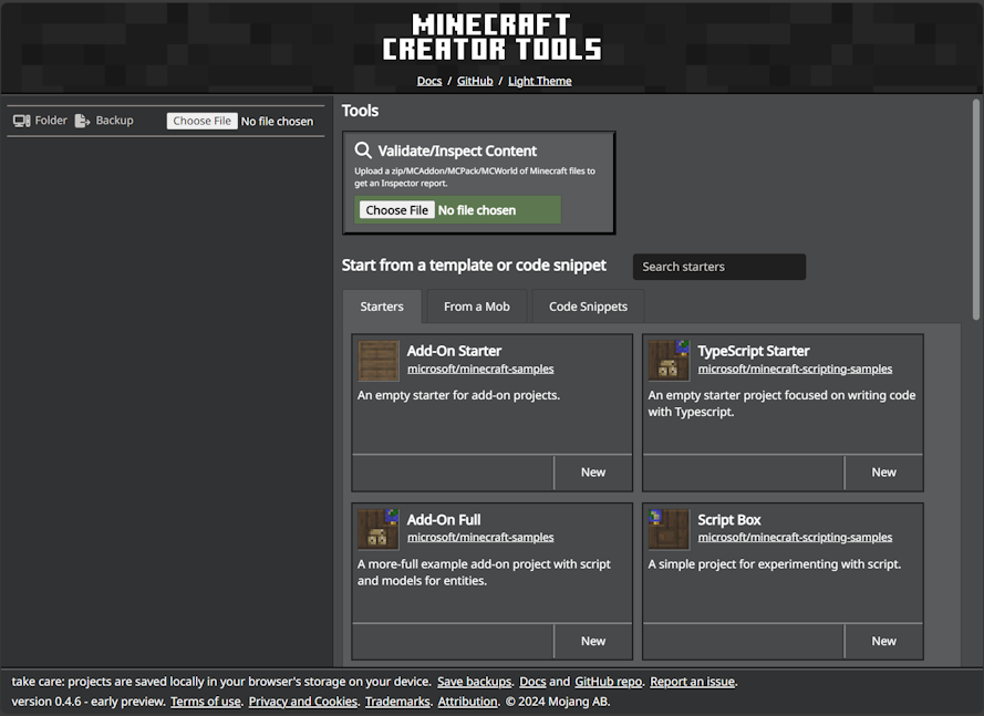 Image of the Home page of mctools.dev