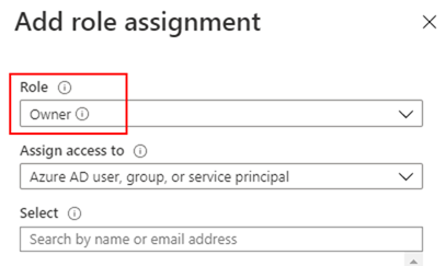 Screenshot showing the 'Owner' role on the 'Add role assignment' pane. 