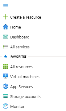 Screenshot showing the Azure portal menu.