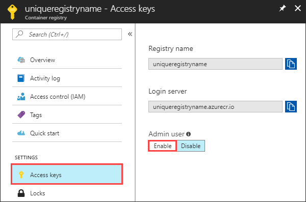 Enable admin user UI in the Azure portal