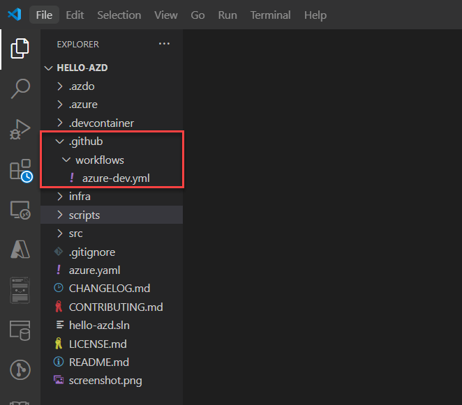 A screenshot showing a sample pipeline definition file.