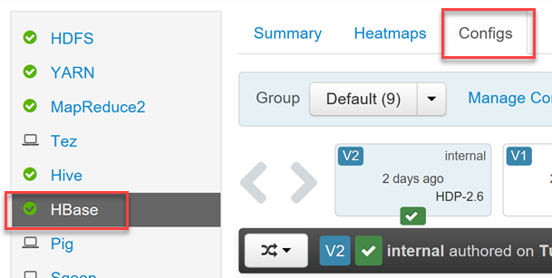 Apache Ambari HBase configurations.