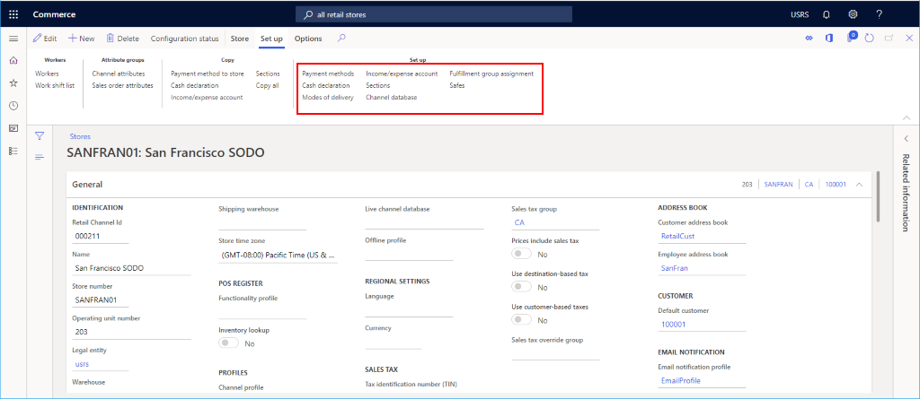 Screenshot of the Set up channel options.