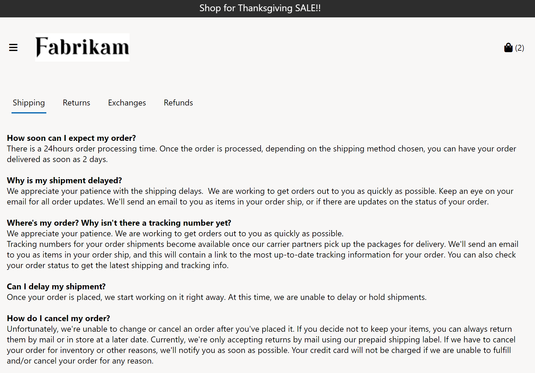 Screenshot of a tab module.