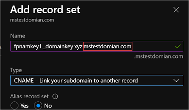 Rekod CNAME salah dengan nama domain.