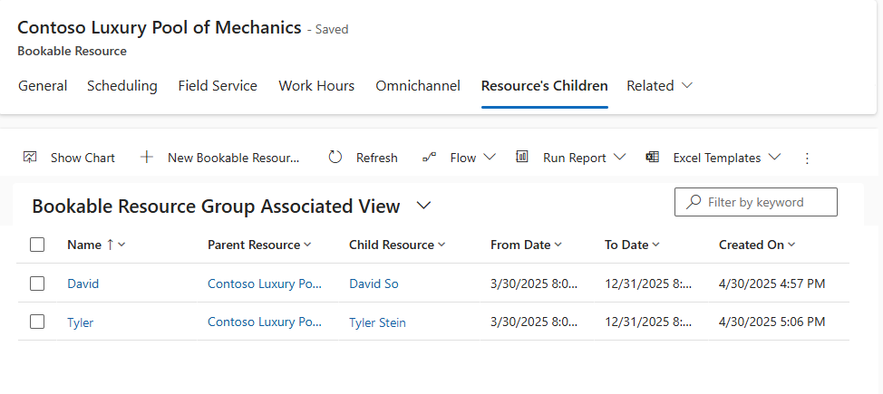 Tangkapan skrin mengaitkan mekanik sebagai kanak-kanak dengan kumpulan mekanik induk.