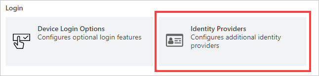 Screenshot shows Identity Providers selected.