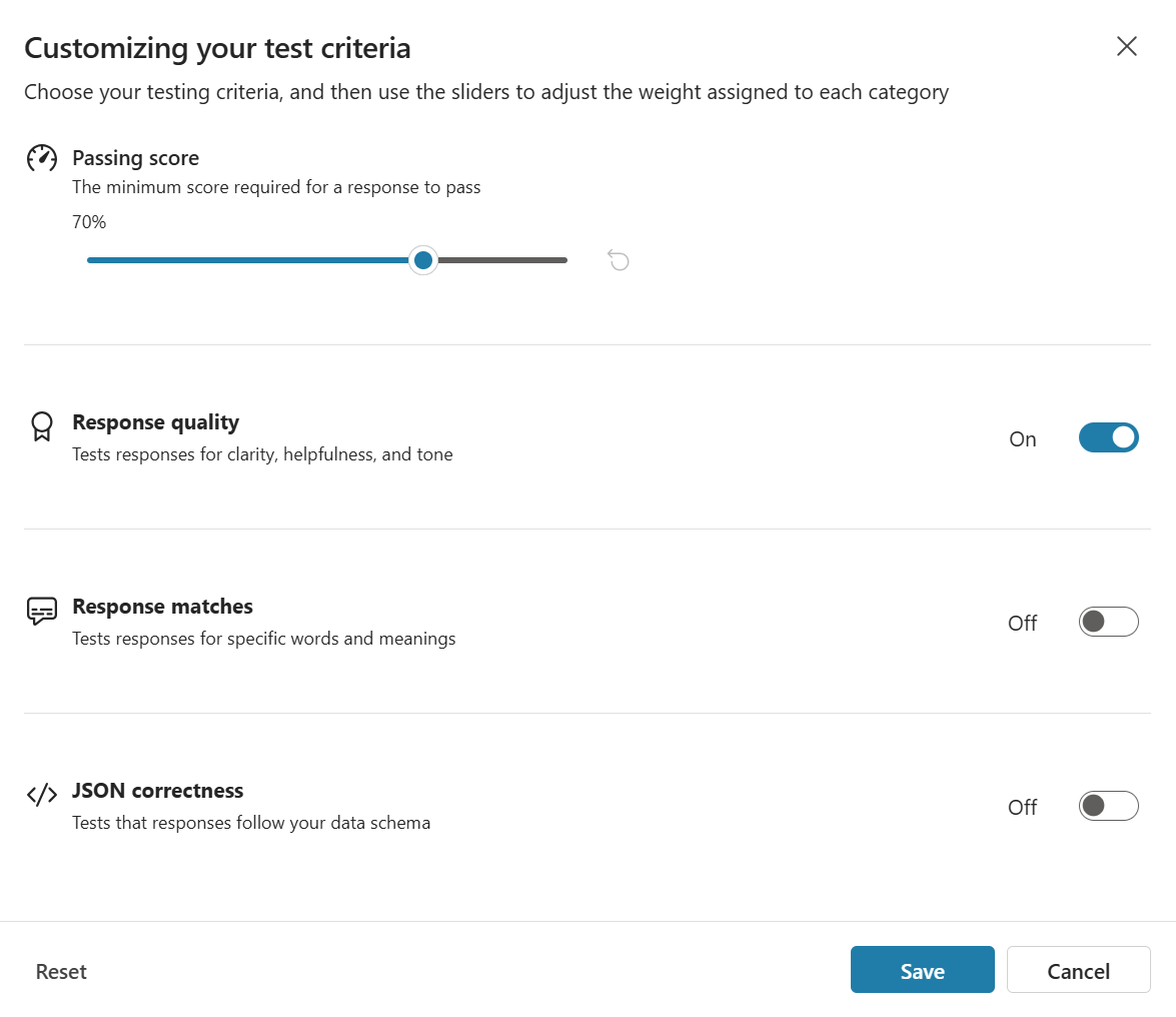 Screenshot of evaluation criteria.