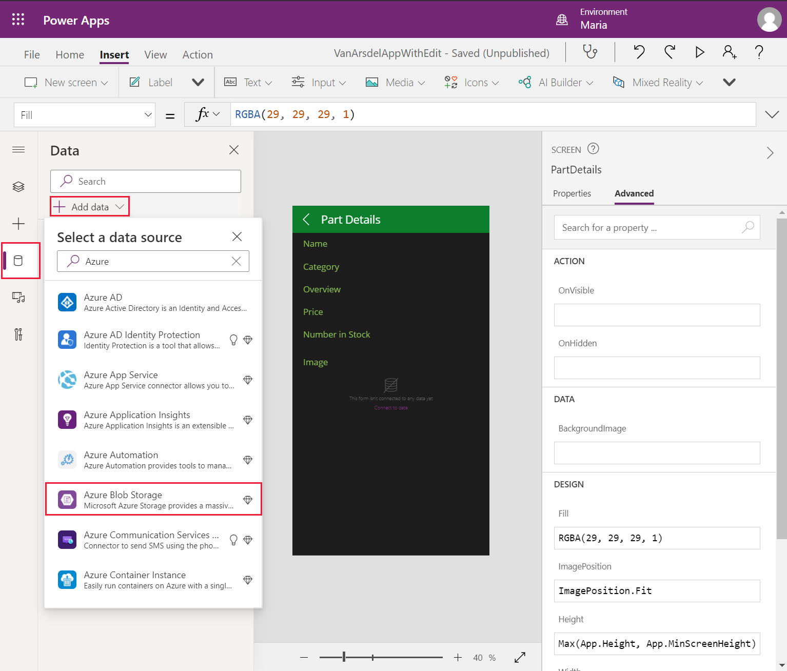 Cari penyambung Storan Blob.