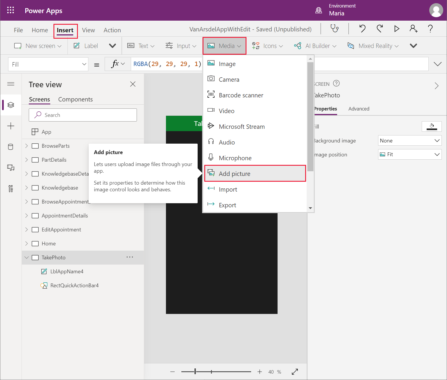 Tambah Kawalan gambar.