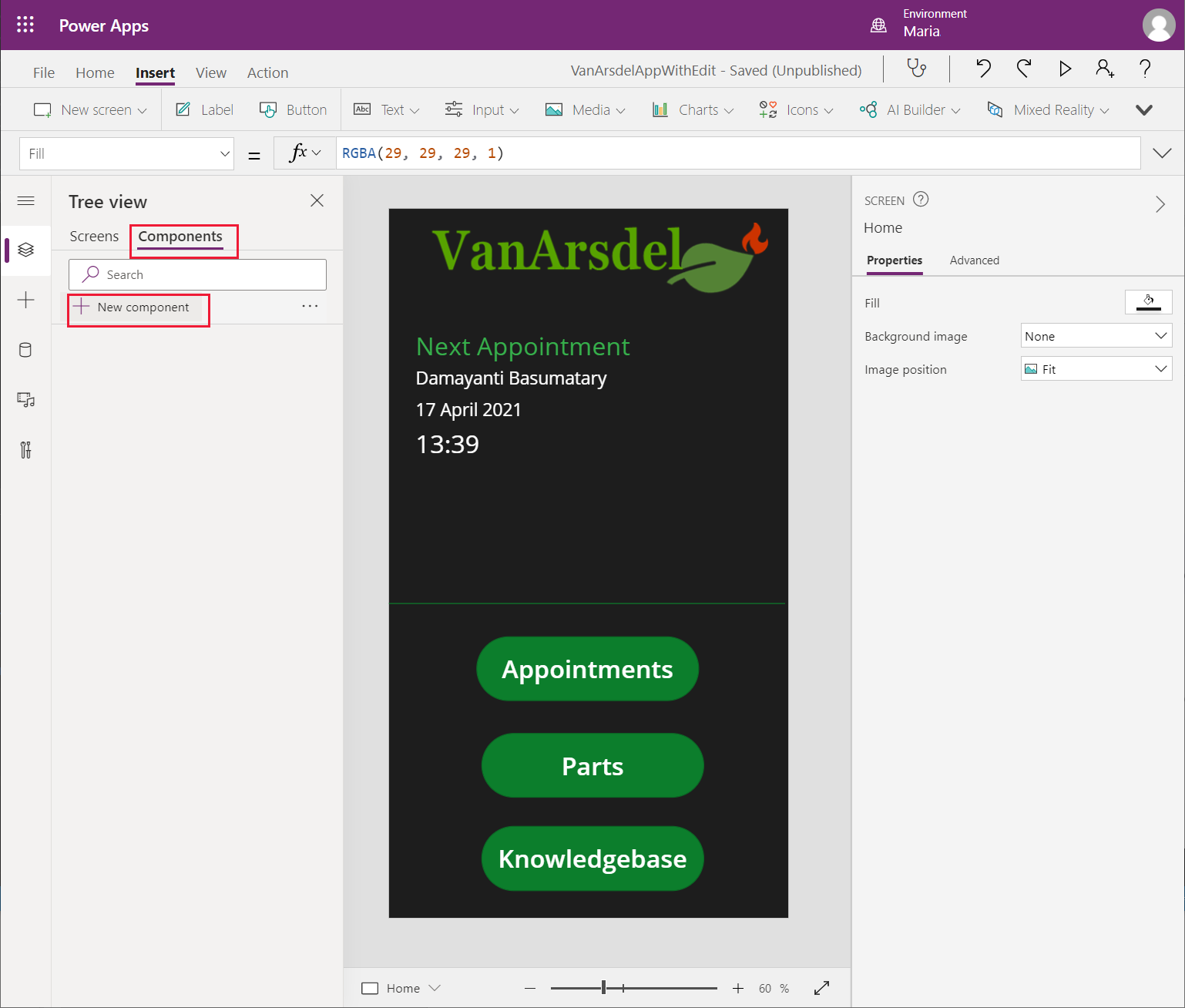 Cipta komponen baharu.